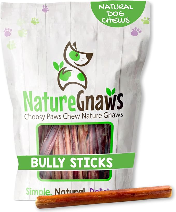 Thin Bully Sticks for Dogs 5-6" (8oz) - Mixed Thickness - Long Lasting for Small Dogs and Puppies - Natural Thin Beef Dog Chew Bones - Rawhide Free