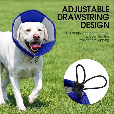 Dog Cones for Large Dogs, Soft Pet Cone Stop Licking After Surgery, Adjustable Pet E-Collar Alternative for Wound Healing, Blue X-Large