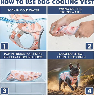 Spark Paws Dog Cooling Vest - SPF 50 UV Sun Protection - Summer Heat Relief Gear for Dogs, Lightweight, Evaporative Cooling - Dog Anxiety Relief Vest During Hot Days - Peaches - Size 3XL