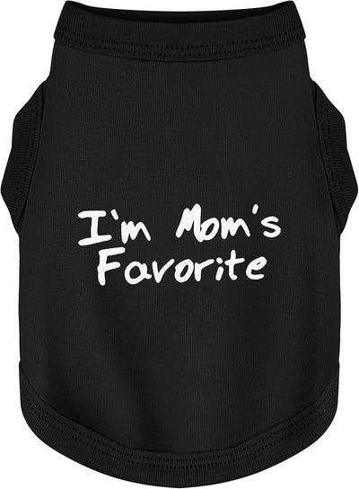 Cozy Sleeveless Canine Wear Dog Clothes, Soft, Lightweight, and Breathable Cotton Dog Shirt with I'm Mom's Favorite Print.Vest Tank Top Ideal for Small, Medium, and Large Breeds Black XS