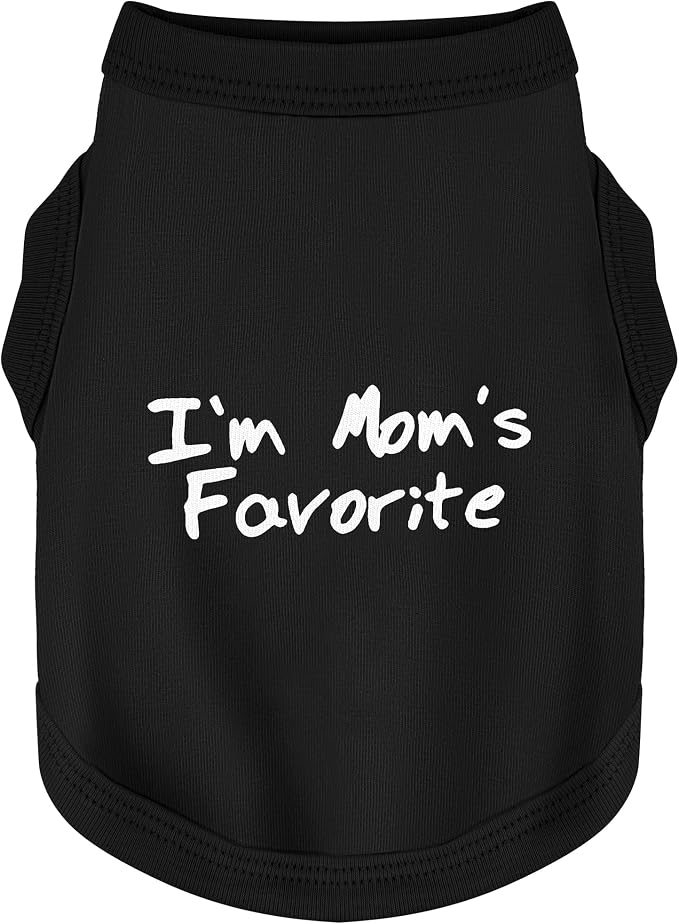 Cozy Sleeveless Canine Wear Dog Clothes, Soft, Lightweight, and Breathable Cotton Dog Shirt with I'm Mom's Favorite Print.Vest Tank Top Ideal for Small, Medium, and Large Breeds Black M