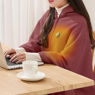 Heated Shawl Wraps for Women Rechargeable Portable Heated Blanket Soft Cordless USB Electric Heated Blanket Zipper