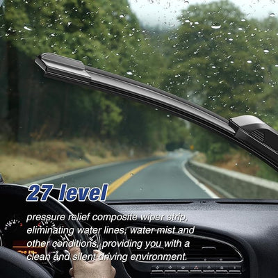 24"+24" Silicone Windshield Wiper Blades Oem Quality Premium All Seasons Wiper Blades Durable and Quiet Windshield Wipers (Pack of 2)