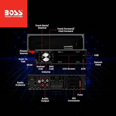 BOSS Audio Systems 632UAB Car Stereo - Single Din, Bluetooth, No CD DVD Player, AM/FM Radio Receiver, Wireless Remote Control, Aux in, USB