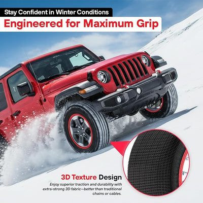Snow Socks for Tires | Alternative for Tire Snow Chains | Ultra Grip Series | Reusable Snow Traction Device for Passenger Cars SUVs Trucks Winter Emergency Accessory | Safe Winter Driving