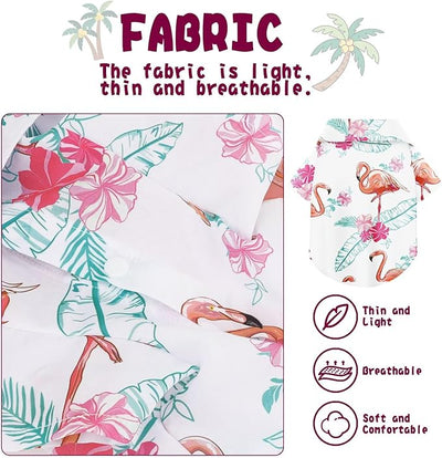 Hawaiian Dog Shirt – Lightweight and Breathable Summer T-Shirt with Tropical Prints, Fun Beach Outfit for Small, Medium, and Large Dogs, Perfect for Hot Days and Outdoor Vacation.Flamingo XXL