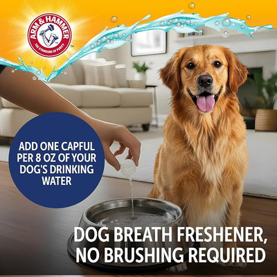 Arm & Hammer Complete Care Dog Dental Water Additive, Odorless Flavorless Daily Oral Care Solution with Baking Soda and Calcium for Plaque, Tartar, and Fresh Breath, 16 Fl Oz