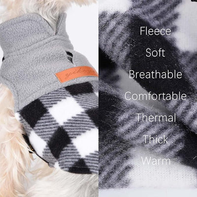 Small Dog Sweater - Fleece Vest Dog Sweater - Plaid Puppy Sweaters for Small Dogs Girl Boy - Doggie Winter Clothes - Fleece Doggy Outfit- Cat Sweatshirt, XXS, Grey