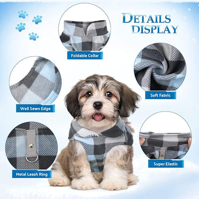 4 Pieces Winter Fabric Dog Sweater with Leash Ring Soft Fleece Vest Dog Clothes Plaid Camouflage Warm Puppy Jacket Pullover Clothes for Small Cat Puppy Chihuahua(XX-Large)