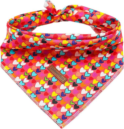 Lionheart Glory Valentine Bandana - Washable Dog Scarf, Square Adjustable Bandana for Medium Large Dogs