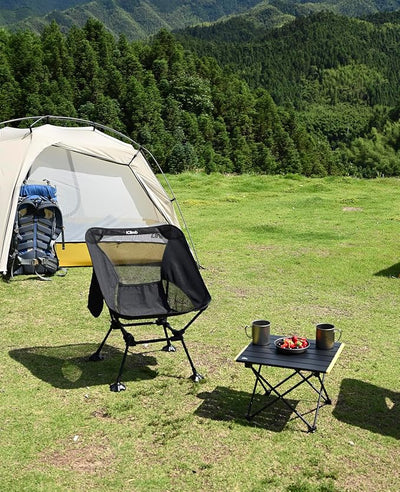 iClimb Ultralight Compact Camping Folding Table with Carry Bag (Black - S)