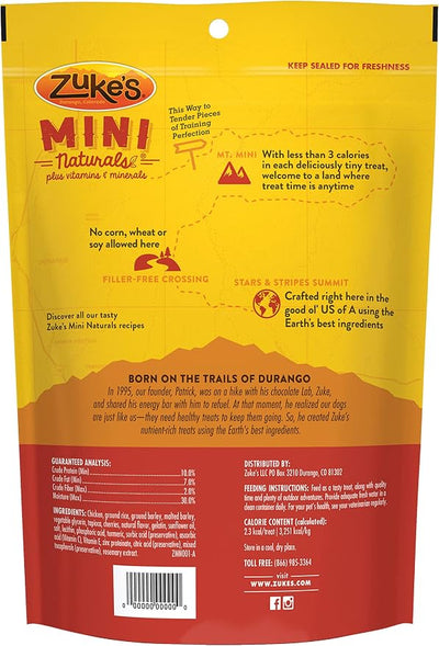 Zuke's Mini Naturals Dog Training Treats, Soft Mini Dog Treats with Vitamins & Minerals, Made for All Breed Sizes Chicken, 16 Ounce (Pack of 2)