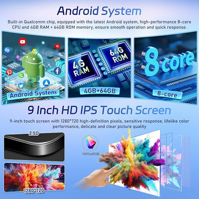 [8Core 4+64G] Car Radio for Mazda 6 2007-2012 with Carplay and Android Auto | NHOPEEW 9 Inch 1280*720 IPS Touchscreen Android Car Stereo, DSP, GPS, SWC, WiFi, Bluetooth, Mirror Link + AHD Backup Camera