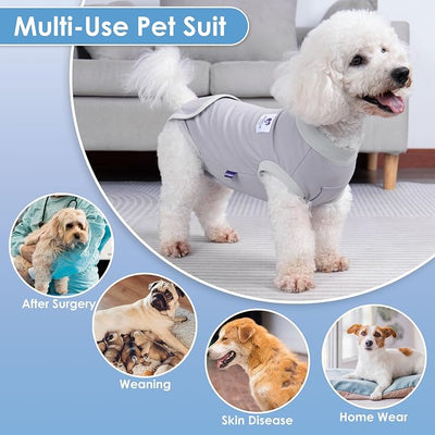 cyeollo 2pack Dog Onesie for Surgery Recovery Suit for Female Male Dogs Breathable Pet Bodysuit After Surgery for Spay, Neuter, Post Surgical Recovery Onesie Shirt for Large Dogs, Blue & Grey, XXL