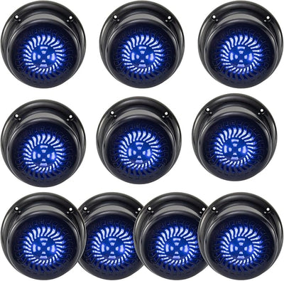 RecPro RV Flush Mount Speaker | Exterior 5.25" Black Wavy Blue LED | Waterproof (10 Pack)