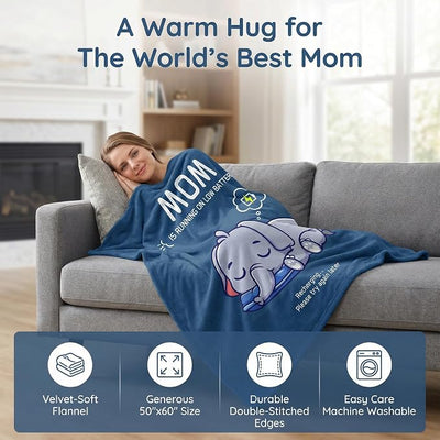 Funny Gifts for Moms Mothers Day,Birthday Gifts for Mom from Daughter Son，Mom's Charging Blanket,New Mom Gifts for Women，Soft Blanket Throw for Napping Travel 50X60‘'