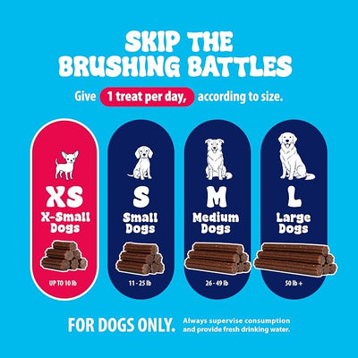 Dental Fresh Dental Treats for XS Dogs, Vet-Formulated Teeth Cleaning Dental Sticks to Help Reduce Plaque and Tartar and Freshen Breath, 64 Count Brush Free Dental Chews for Dogs up to 10 lbs