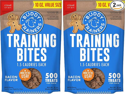Buddy Biscuits Trainers Training Bites Soft & Chewy Dog Treats, Bacon, 10 oz. Pouch (Pack of 2)