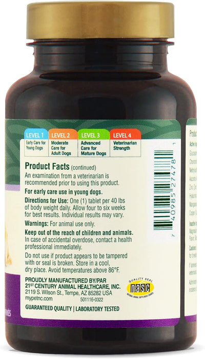 PetNC Level-1 Hip & Joint Health Supplement for Younger Dogs, 60 Chewable Tablets, 500mg Glucosamine, 100mg Chondroitin, 10mg MSM & 1mg Hyaluronic Acid, Vitamin C & Manganese, Liver Flavor