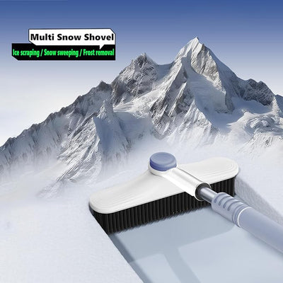 Blue 2-in-1 Snow Brush & Ice Scraper & Snow Shovel for Car Truck SUV Bus Windscreen Windshield, Ergonomic Foam Grip, Adjustable Extendable Detachable Handle, Scratch-Free Efficient Winter Snow Removal