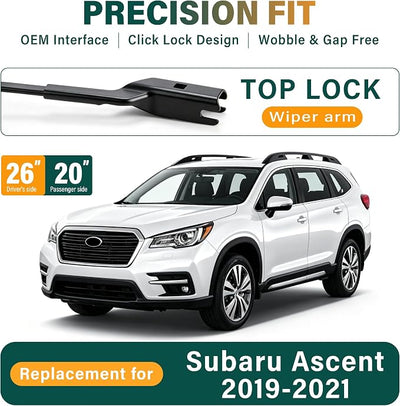 Windshield Wiper Blades Replacement for Subaru Ascent 2019 2020 2021 2022 2023 2024 2025,Original Equipment Replacement Front Rear Wiper Blade Set - 26" 20" 14" (Set of 3)
