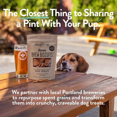 Portland Pet Food Company Bacon Brew Biscuits – Crunchy Limited Ingredient Dog Treats Made with Upcycled Spent Grain, Protein & Fiber Rich Training Treats for Dogs, USA Made, 3 Pack (5 oz)