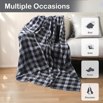Eydna Electric Heated Blanket Full Size 72"x84",Fast Heating, Soft Fleece for Bed & Sofa, 10 Hs Auto Off & 4 Heating Levels, Machine Washable, Gifts for Womens & Family-Plaid Pattern, Dark Gray