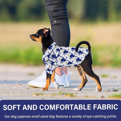 Dog Shirts for Small Dogs Puppy Pajamas Cute Pet Clothes Soft Button Down T Shirt Summer Outfit (Blue Monkey, L)