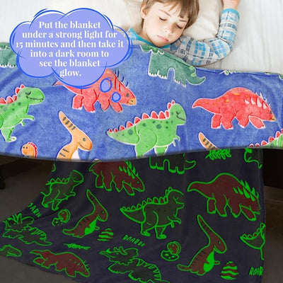 Twin Size Blanket for Bed Couch, Large Soft Warm Fleece Kids Dinosaur Throw Blanket for Teens Boys Toddlers, All-Season Girls Boys Dino Bedroom Home Decor (Twin XL) 60"x80"