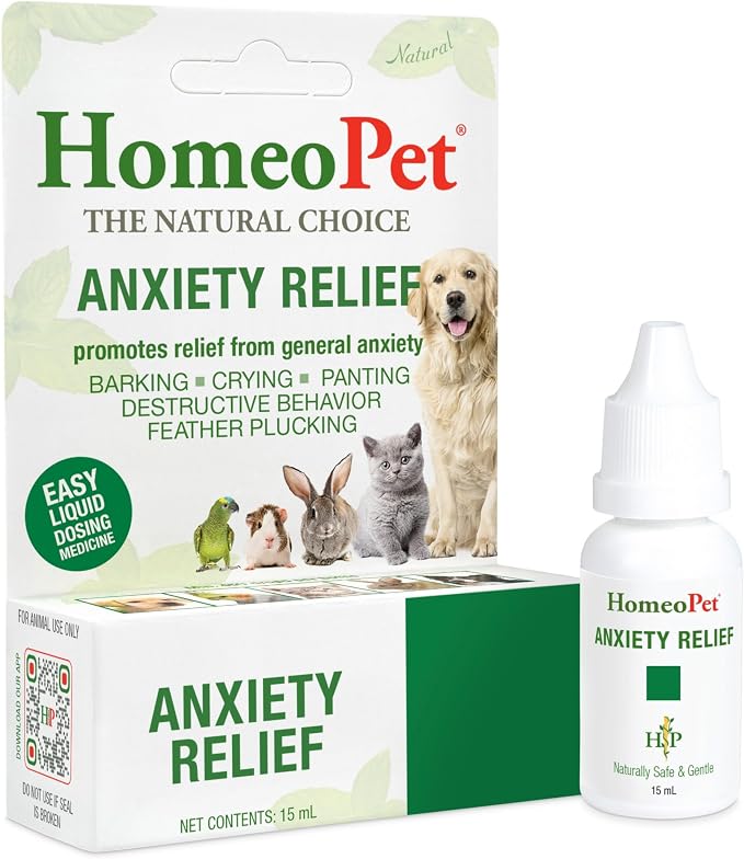 HomeoPet Anxiety Relief Medicine for Pets, Natural Anxiety Relief for Dogs and Cats, Cat and Dog Calming Medicine, 15 Milliliters