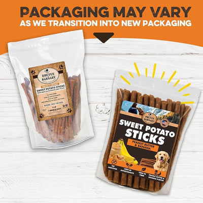 BRUTUS & BARNABY USA Sweet Potato Dog Treats - Grain Free, Peanut Butter Crunchy Sticks are Great Tasting, Promotes Positive Dog Gut Health with Natural Anti-Diarrhea Properties,(2lb Bag)