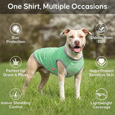 KYEESE 2Pack Dog Shirt, Lightweight Sun Protection Sleeveless Dog T Shirts for Small Dogs Boy, Breathable Pet Reflective Tank Top Summer Dogs Clothes for Outdoor Walking, Grey+Dark Green, M