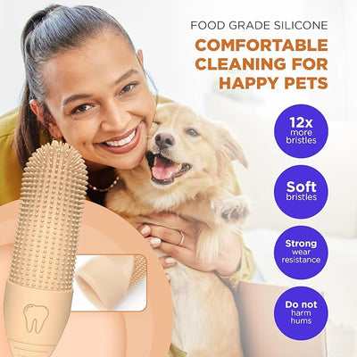 Jack & Milo 2-Pack Soft Silicone Pet Toothbrush – Gentle Finger Toothbrush for Small Dogs, Puppies & Cats – Safe Oral Care for Baby Pets – Promotes Healthy Teeth & Gums – Blue & Green