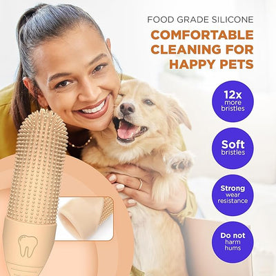 Jack & Milo Soft Silicone Finger Toothbrush for Dogs – Gentle & Effective Oral Care for Small Dogs, Puppies & Cats – Long-Lasting & Easy to Use – Blue – Ideal for Baby Pets