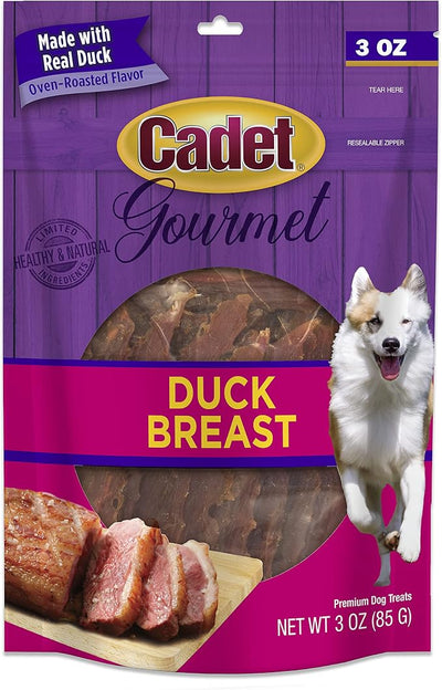 Cadet Gourmet Duck Jerky Dog Treats For Training - Healthy & Natural Dog Training Treats for Small & Large Breeds - Inspected & Tested in USA (3 oz.)