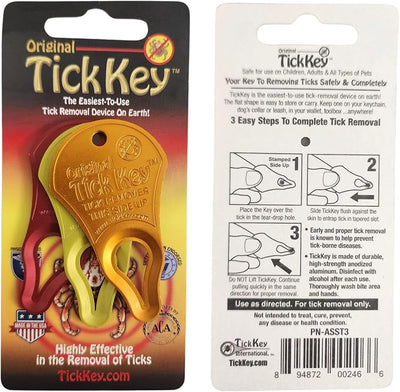 High Visibility Bundle - The Original Tick Key - Tick Detaching Device - Portable, Safe and Highly Effective Tick Detaching Tool (Yellow, Orange & Red)