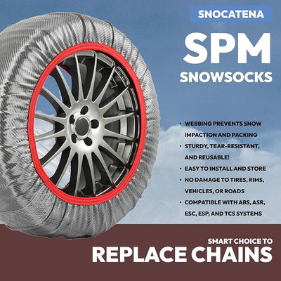 Pro Series Snow Socks for Tires, Tire Socks for Cars, Pickups, SUV, and Trucks, Alternative to Tire Chains, Snow Traction Device, Winter Emergency Accessory,Pack of 2