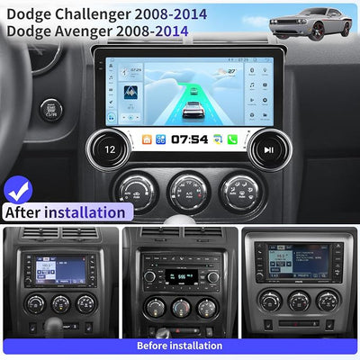 Car Radio for Dodge Challenger & Avenger 2008-2014 Stereo Replacement Dual Knob Upgrade 10.1” Android 13 Touch Screen Wireless CarPlay & Android Auto Head Unit GPS Navigation Bluetooth WiFi DSP SWC