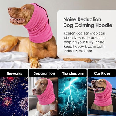 KOESON Adjustable Ear Wrap for Large Dogs, Soft No Shake Dog Ear Wraps Hematoma, Breathable Dog Ear Cover for Noise Protecion, Neck Wounds, Pet Calming Hoodie for Thunder, Firework, Separation