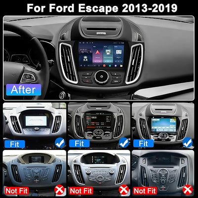 4G+64G Car Radio for Ford Escape 2013-2019: CarPlay Android Auto | Upgrade Android 15 9" Touchscreen, BT 5.4, WiFi 6, GPS, FM, RDS, EQ, SWC, 1080P Backup Camera
