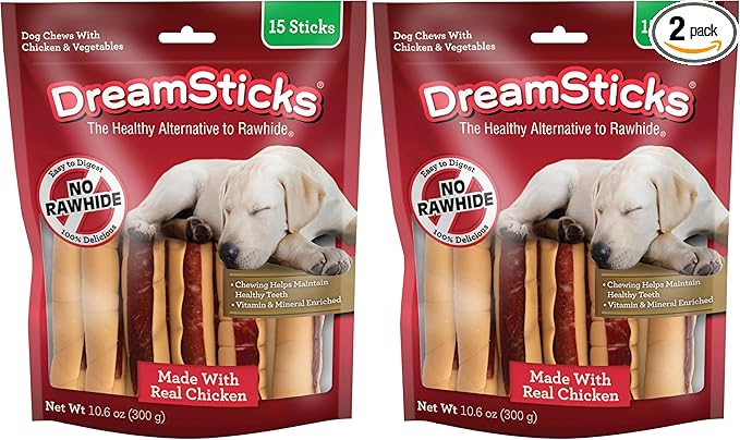 DreamBone DreamSticks with Real Chicken Chews for Dogs,These Easy-to-Digest Rawhide-Free Chews are a Dog’s Favorite Distraction,(Pack of 30)