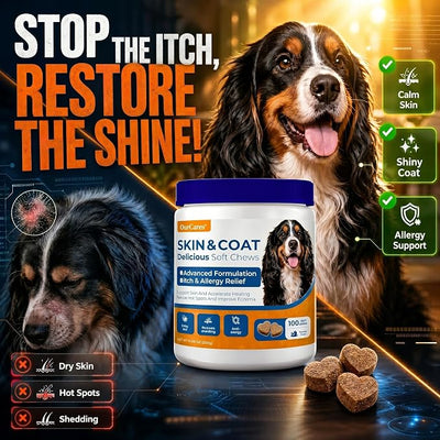 Omega 3 Fish Oil Soft Chews for Dogs — Allergy & Itch Relief, Skin and Coat Supplement for Shedding, Dry Skin, Hot Spots — EPA DHA, Wild Alaskan Salmon Oil — Chicken Flavor（Tester - 15Ct ）