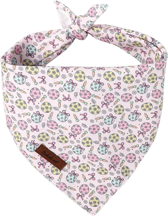 Easter Dog Bandana - Cute Pastel Egg Dog Neck Scarf, Soft Girly Spring Pet Bib for Medium Large Dogs, Easter Photo Dogs Cats Prop for Daily Use Parties & Pet Photography L