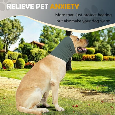 Dog Calming Hoodie Head Wrap,No Shake Anxiety Relief Quiet Thunder Vest for Dogs,Ear Protection Head Muffs for Grooming,Pet Covers for Fireworks,Vet Visits,Bathing,Grey Blue,S