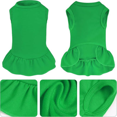 Dog Dresses Cat Skirt Solid Color Dog Clothes Summer Sleeveless Puppy Girl Clothes for Small Pet Dogs Cats (Dark Green, X-Small)