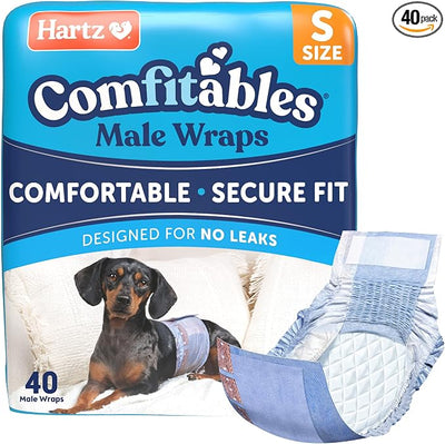 Hartz Comfitables Disposable Male Dog Wraps with Stretchy Waistband, Small 40 Count