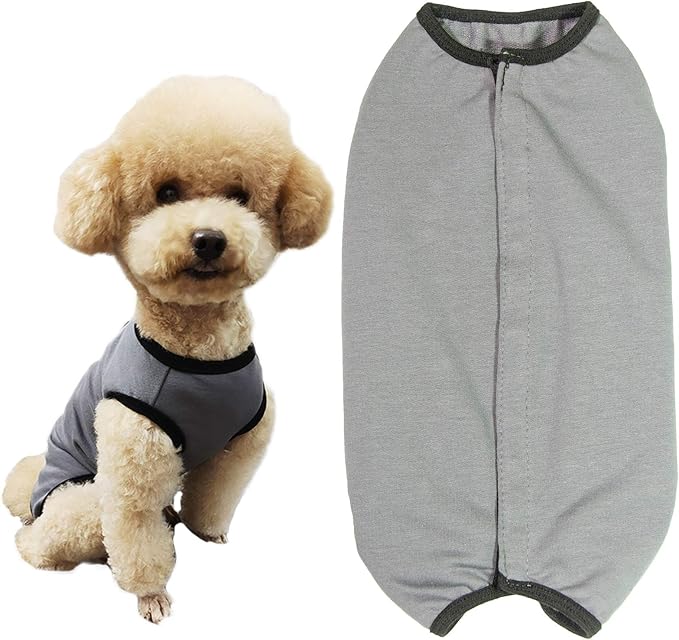 Dog’s Recovery Suit Post Surgery Shirt for Puppy, Wound Protective Clothes for Little Animals(Grey-xs)
