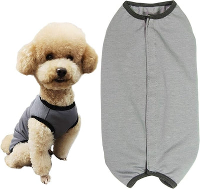 Dog’s Recovery Suit Post Surgery Shirt for Puppy, Wound Protective Clothes for Little Animals(Grey-m)