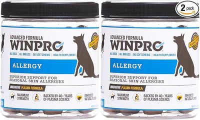 WINPRO Allergy Chews – Plasma-Powered Formula for Dog Seasonal Allergy Support – Grain-Free Natural Blood Protein Supplements – 60 Soft Chews - 2 Pack
