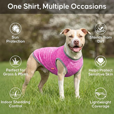 KYEESE 2Pack Dog Shirt, Lightweight Sun Protection Sleeveless Dog T Shirts for Medium Large Dogs Girl, Breathable Pet Reflective Tank Top Summer Dogs Clothes for Outdoor Walking, Grey+Hotpink, 2XL